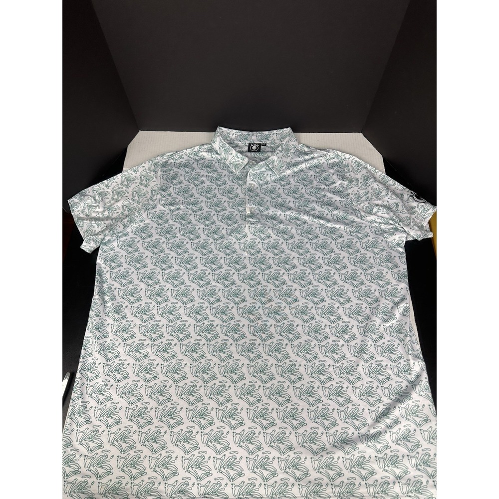 Ace Golf short sleeve polo shirt 2XL AOP Ocean  pattern ace patch‎ on sleeve
